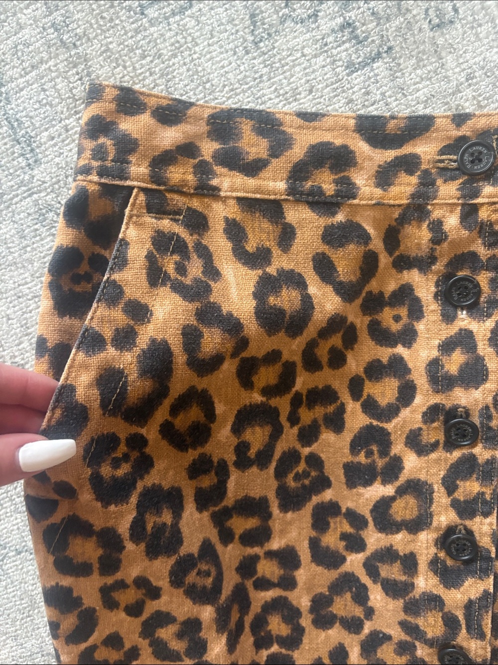 Lauren Ralph Lauren Leopard-Print Button-Front Pencil Skirt - Brown & Black - Picture 3 of 4